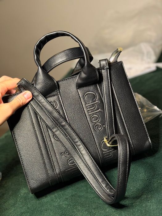 Czarna torba damska inspirowana Chloe / kufer tote midi