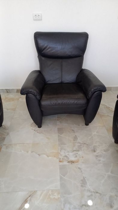 Продається диван, або комплект натуральна шкіра, механічний реклайнер