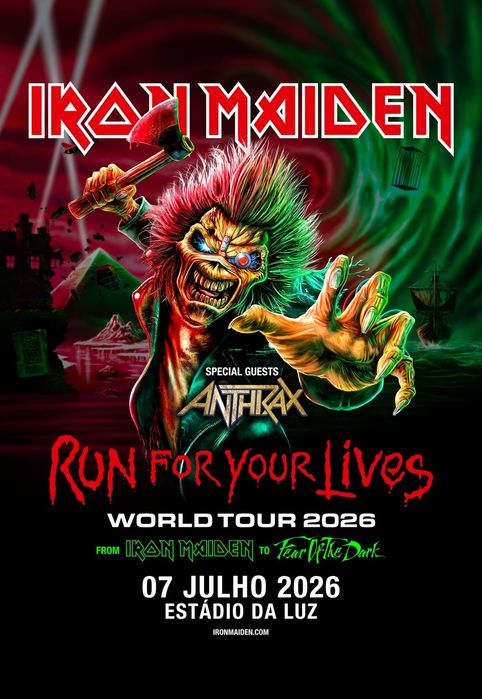 2 Bilhetes Físicos Iron Maiden – 7 de Julho (Estádio da Luz) – SECTOR ESGOTADO!