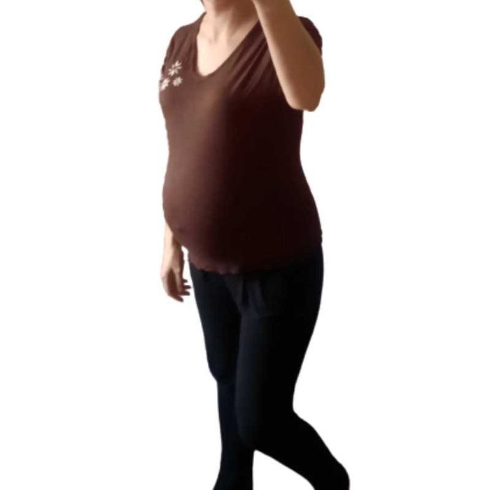 Bluzka ciążowa t-shirt roz. S/36 brązowa #794