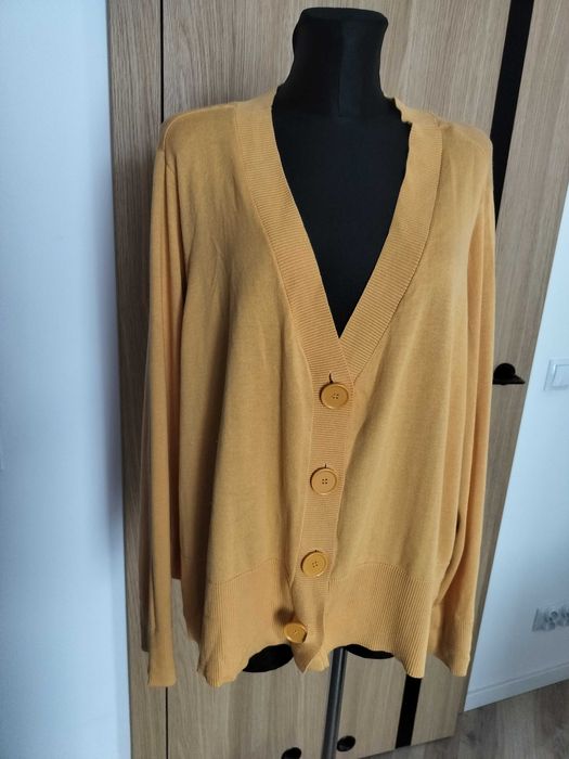 Ulla Popken zgrabny sweter damski 58 rozpinany bawełna kardigan guziory