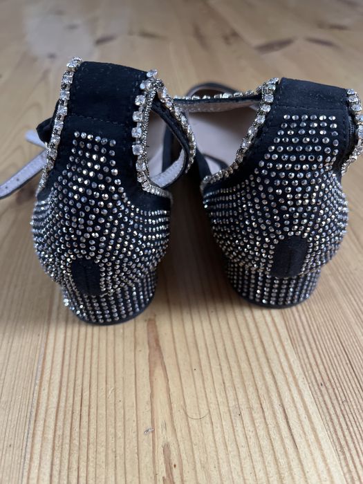 Czarne buty Zara basic 37 cekiny 23/23.5 cm