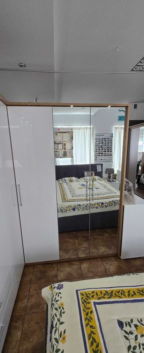 Duża szafa narożna 236x201 biały połysk / dąb  aristan