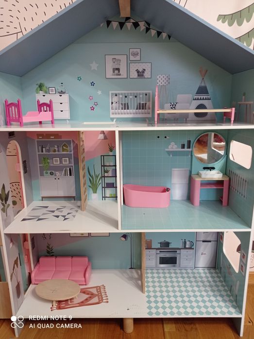 Domek drewniany XL dla lalek auto Barbie kareca kamper lalki