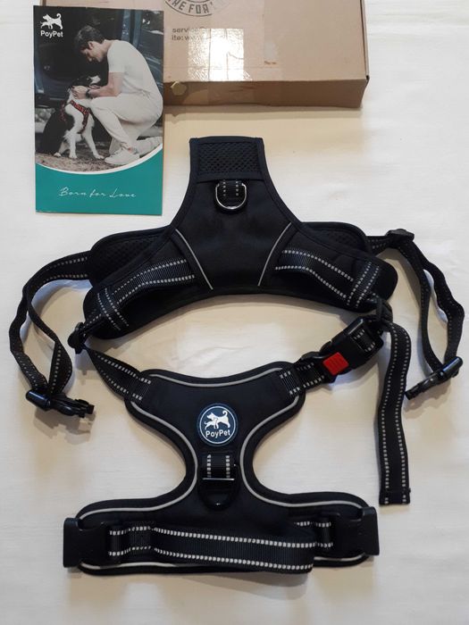 Шлейка для собак без тяги PoyPet, світловідбивна з переднім повідцем