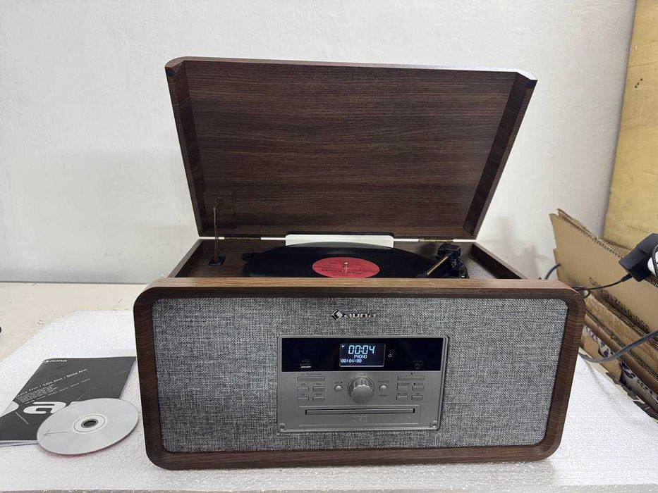 Вініловий програвач на ніжках ретро виниловый проигрыватель AUX/FM/BT/USB/CD Auna