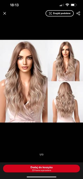 Nowa peruka blond naturalna balejaż bez grzywki fale loki