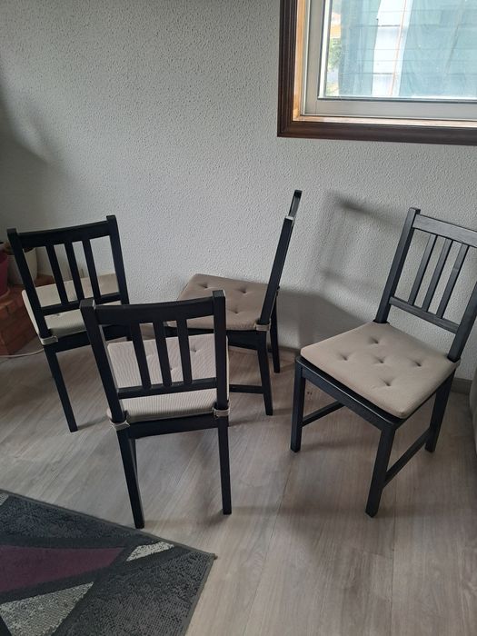 Cadeiras+IKEA+Stefan+%284+a+6%29+com+coxim+cinza+%28muito+bom+esse+estado%2964729940858369121