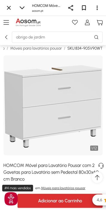 Móvel de Lavatório WC - 80cm de Largura