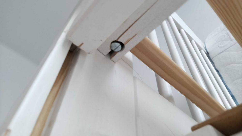 Łóżeczko kolyska z szufladą białe 120×60 + materac