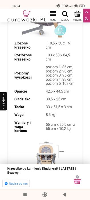 Krzesełko do karmienia Kinder Kraft LASTREE