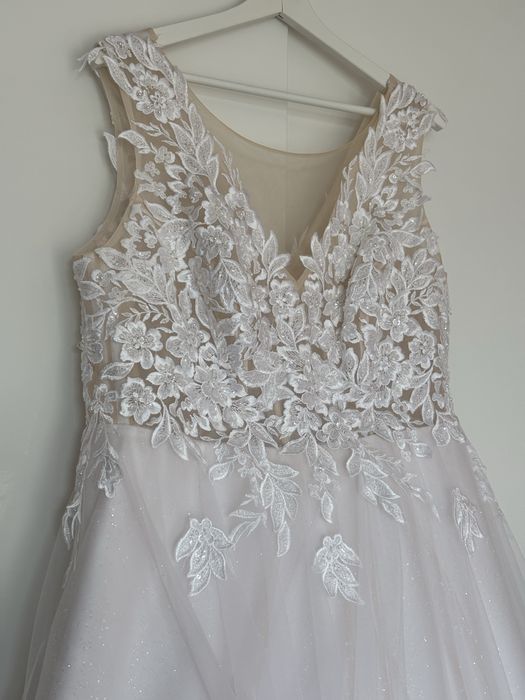 Suknia ślubna gorset rozm 42 tiul brokat