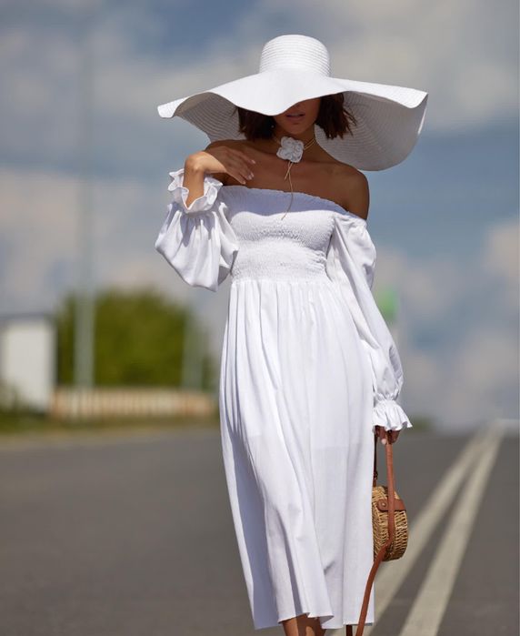 Лляна біла сукня для вагітних на фотосесію або повсякдень