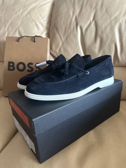 Замшевые  лоферы туфли Hugo Boss