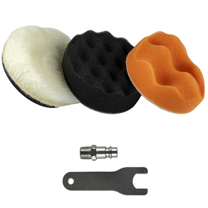 Kit polidora pneumática para faróis 75mm + oferta 3 esponjas