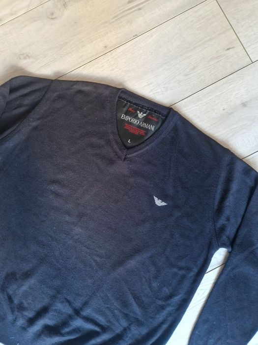Sweter emporio Armani EA7 L w serek granatowy exchange