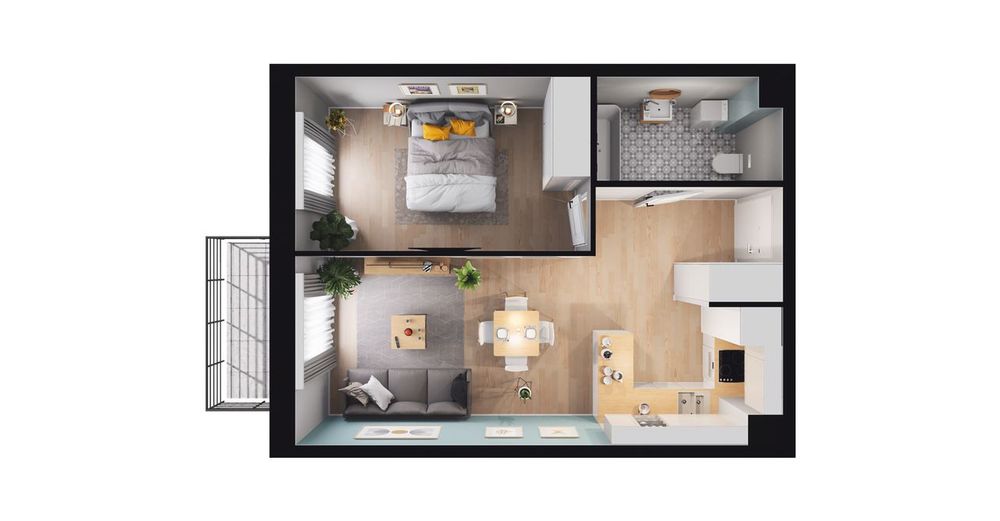 2-pokojowe mieszkanie 43m2 + balkon