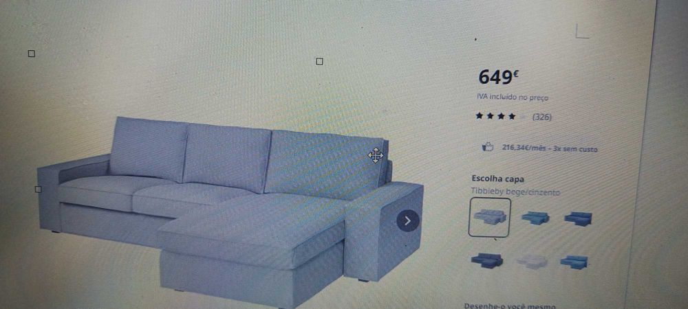 Sofá canto chaise long, semelhante ao da imagem conzento, em bom estado