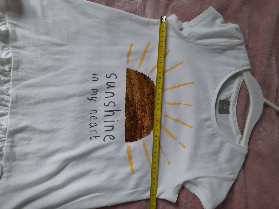 T-shirt biały dziewczęcy r. 128