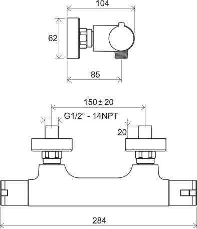 Ravak TE 032.00/150 Термостатический смеситель для душа X070034