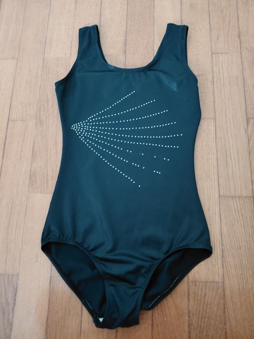 Maillot / Body de Ginástica e Patinagem Artística Preto com Brilhantes 12 anos