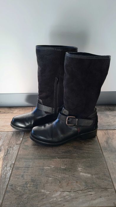 Wrangler skórzane kozaki, botki ocieplane wełną r.40