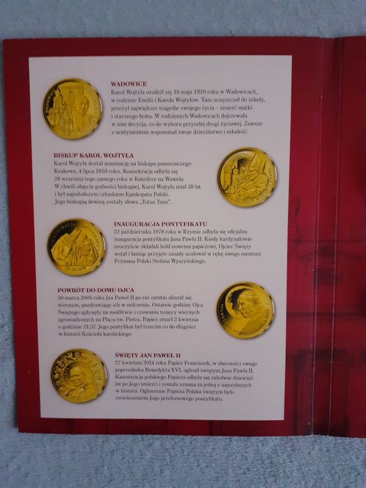 Kolekcja numizmatów z okazji 100 lecia urodzin JP II