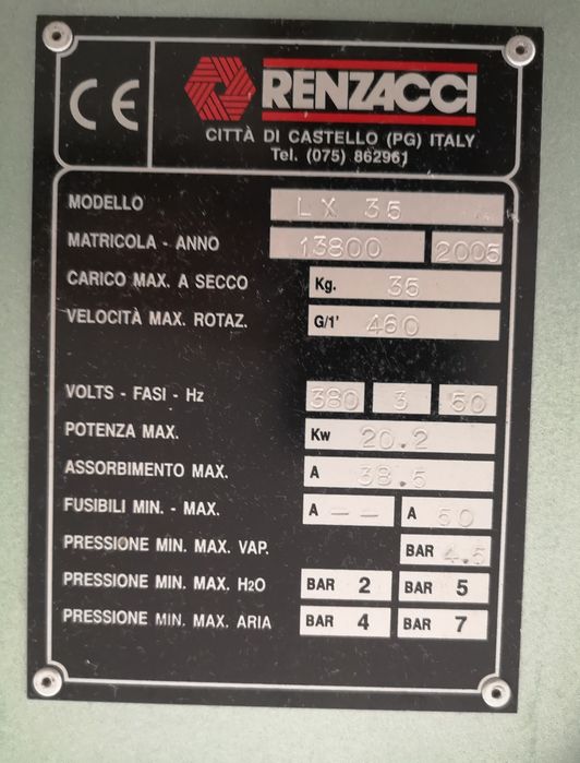 Máquina de lavar roupa industrial Renzacci