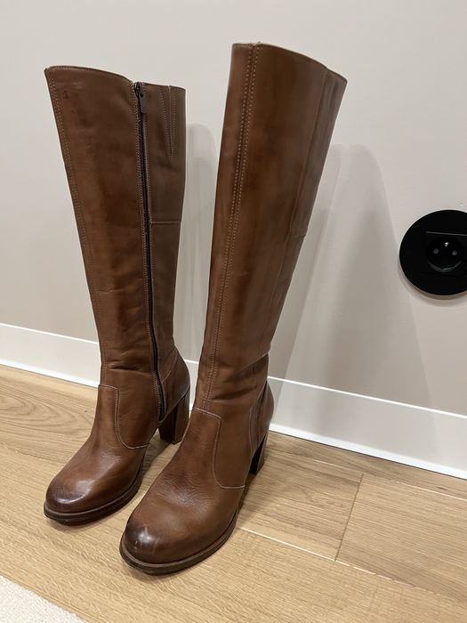 Buty kozaki skórzane, rozmiar 37