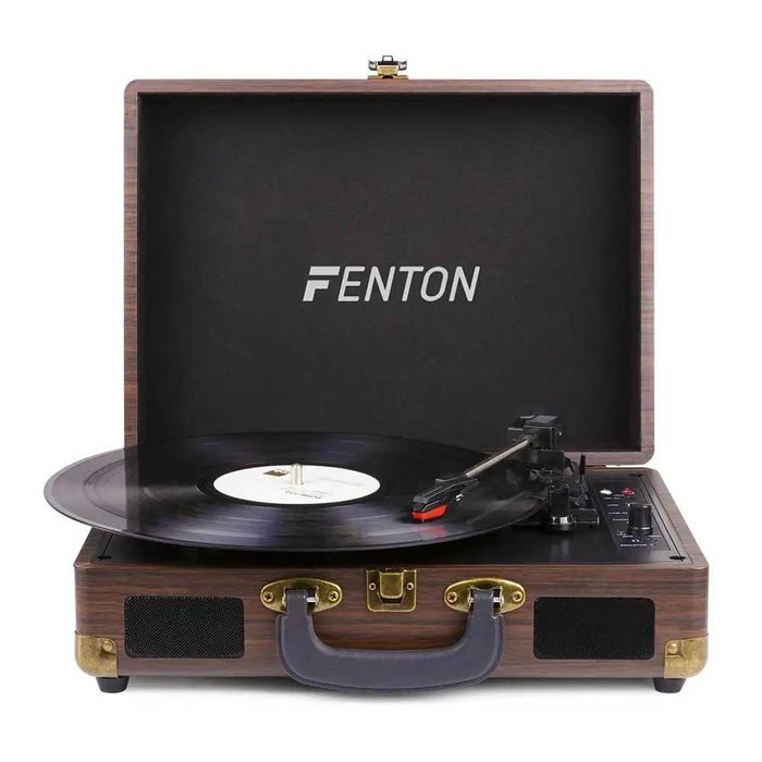Проигрыватель пластинок в портфеле из темного дерева Fenton RP115B