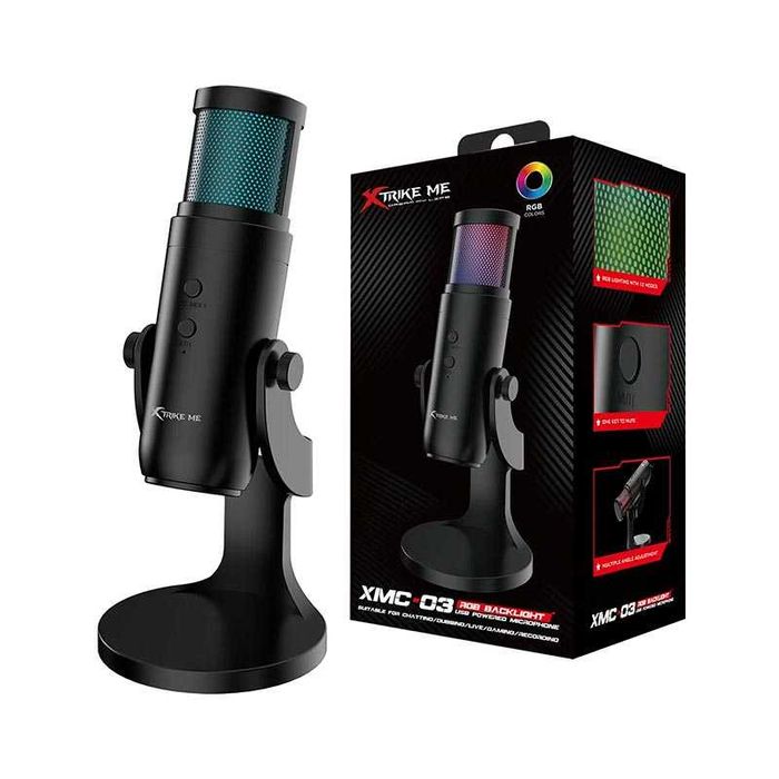 Микрофон игровой USB чистый звук с RGB подсветкой XTRIKE XMC-03