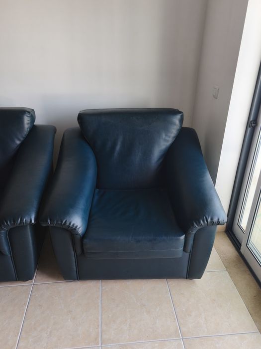 Sofas Pele azul (3) (com defeitos)