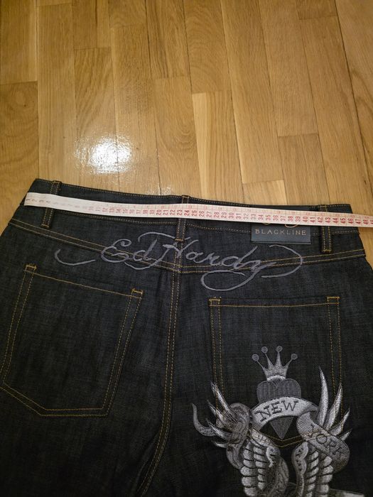 Джинси Ed HARDY Mens Nyc-Skull-Tatt Embroidered Denim Trousers Jeans