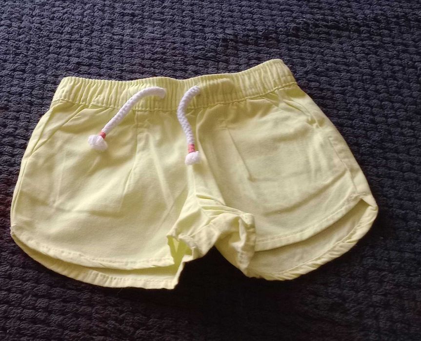 Calções Algodão - Amarelos, com bolsos - Primark - 3-6 meses - Novos