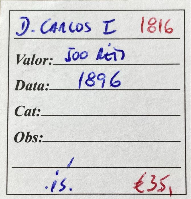 Moeda 1816 D. Carlos I - 500 Reis 1896