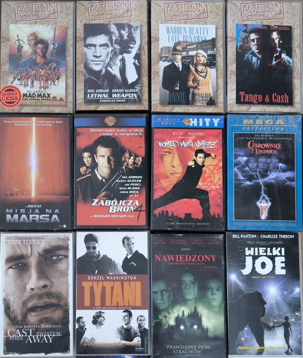 Zestaw filmów kaset VHS + magnetowid
