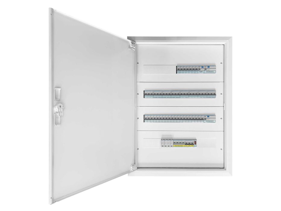 Rozdzielnica podtynkowa z zabezpieczeniami 4x24 moduły Hager, gotowa