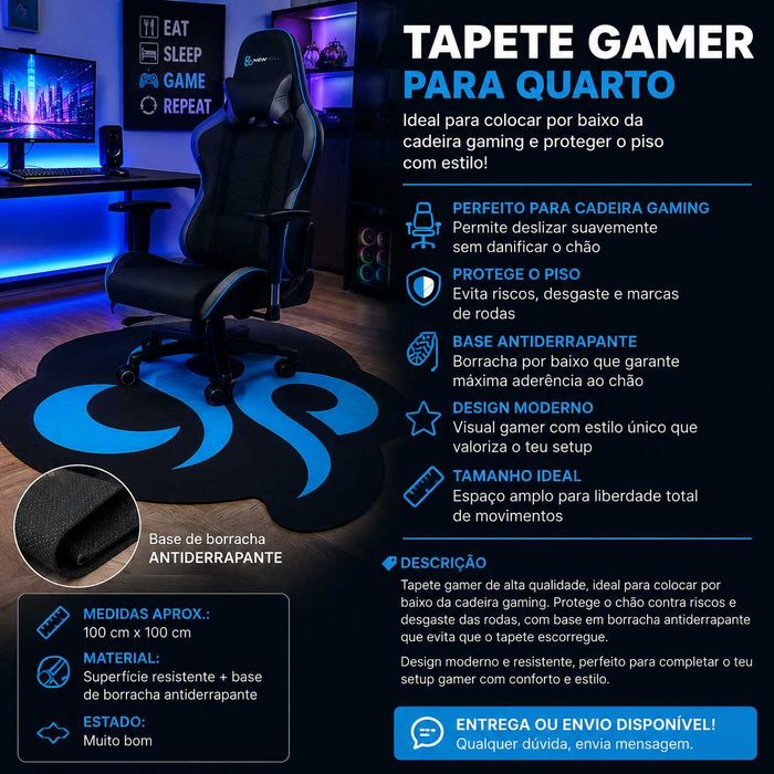 Tapete Gamer para Cadeira Gaming – Antiderrapante