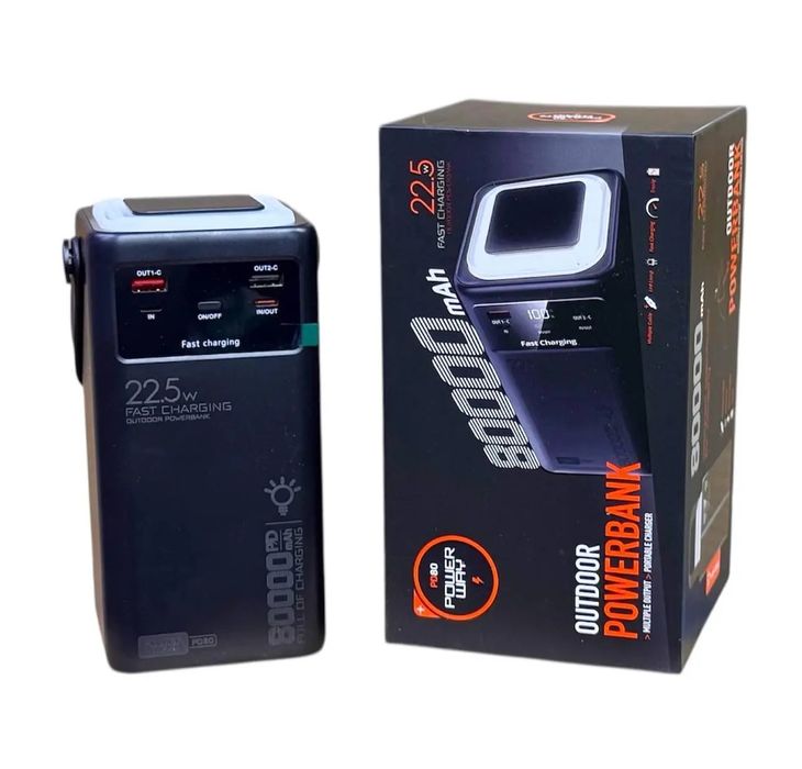 Павер банк 80000mah PD-80 / 22,5 Ліхтар + кабель Power Bank