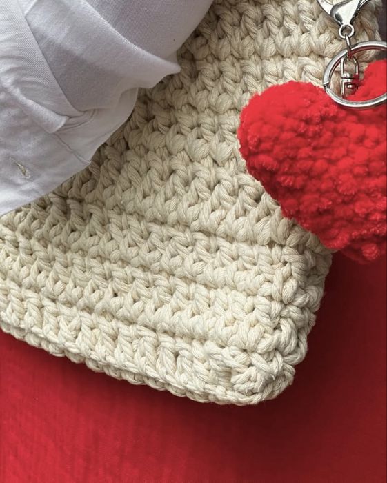 Сумочка беж, крем, ручна робота, бавовна