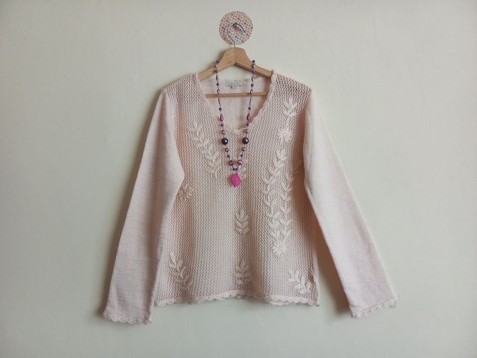 Różowy wełniany sweter damski r. XL 42 Lipo Lipo 50% wełny