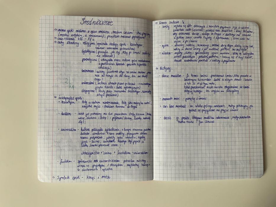 Ręczne notatki z lektur poziom podstawowy