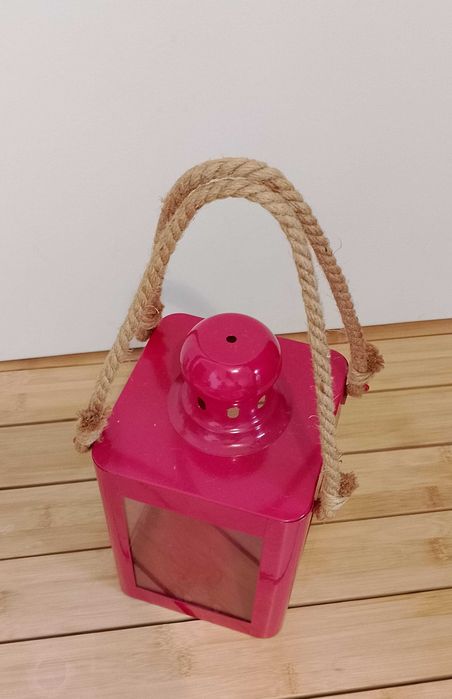 NOWA piękna duża metalowa latarnia, lampion na sznurach, wys. 26 cm