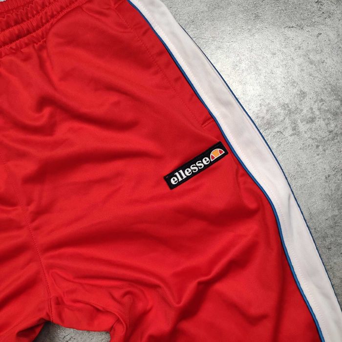 MĘSKIE Spodnie Dresy Śliskie Trening Ellesse Italy Lampas Czerwone
