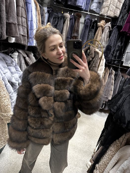 Шубка натупальний фінський песець , шуба під соболь песец