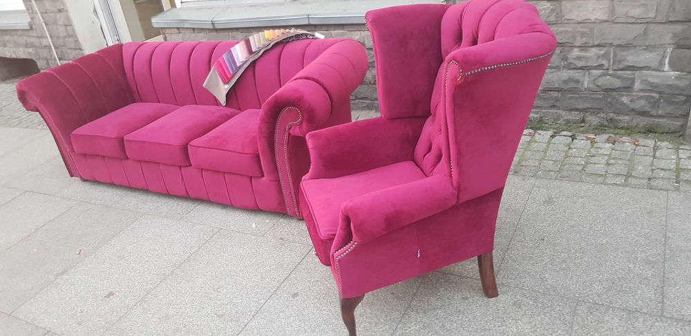 sofa Chesterfields Madame + fotel uszak promocja