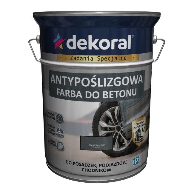 DEKORAL Antypoślizgowa do Betonu AKRYLIT B 5l Grafitowo-Szary