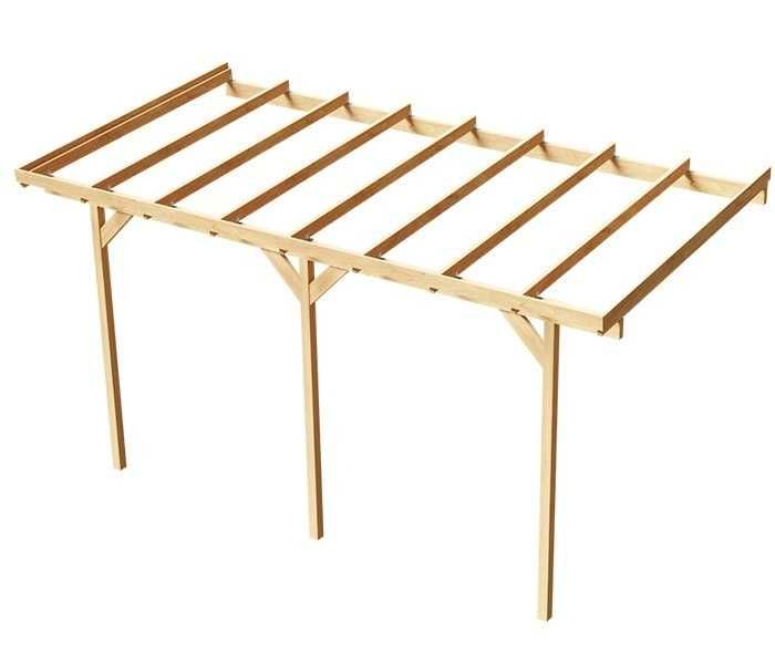 Zadaszenie, wiata przyścienna garażowa drewniana 300 x 604 cm