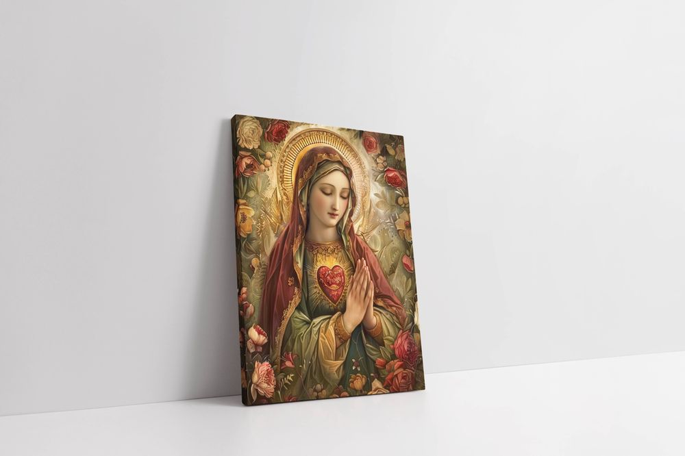 Obraz na płótnie "Serce Maryi" 30x40 cm - Religijny Motyw do Wnętrz