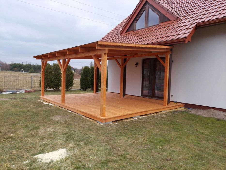Zadaszenie Wiata Taras 3.5x7 (dach PCV lub gont )Dostępne inne wymiary